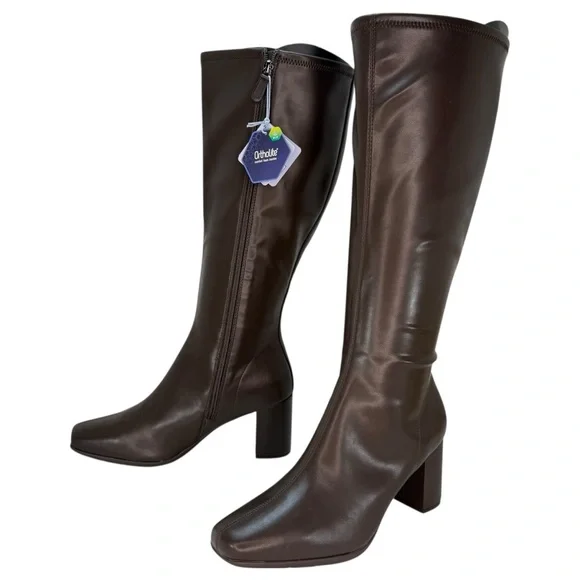 Aerosoles Micah Brown Faux Stretch Leather Knee High Womens Boots Size 9.5W - Picture 11 of 12